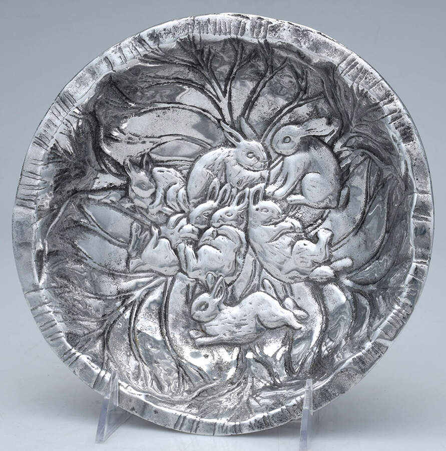 Bunnies (Aluminum, Hollowware) 8" Round Bowl by Unknown Manufacturer-1