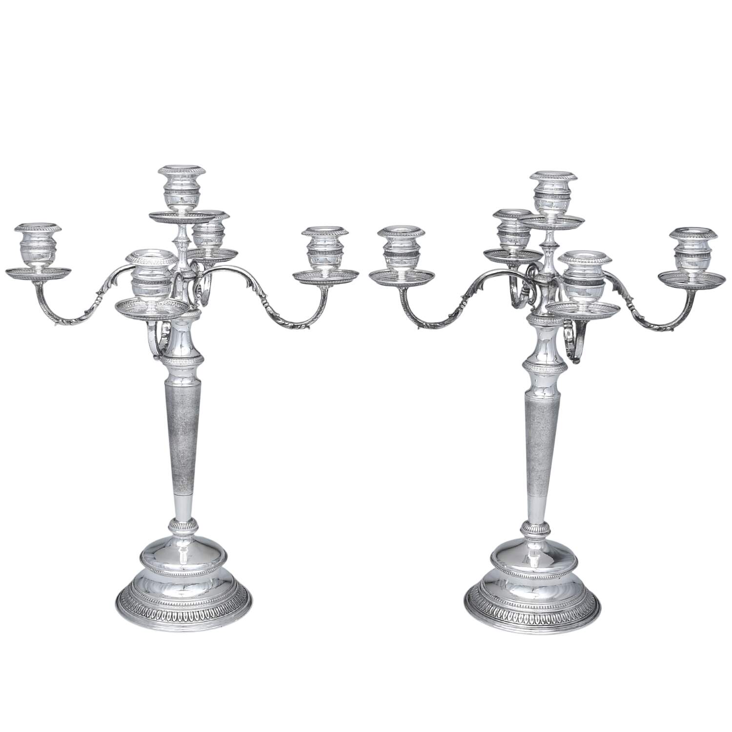 UNH38 (Sterling, Hollowware) Pair of Large 5 Light Candelabras by Unknown Manufacturer-1