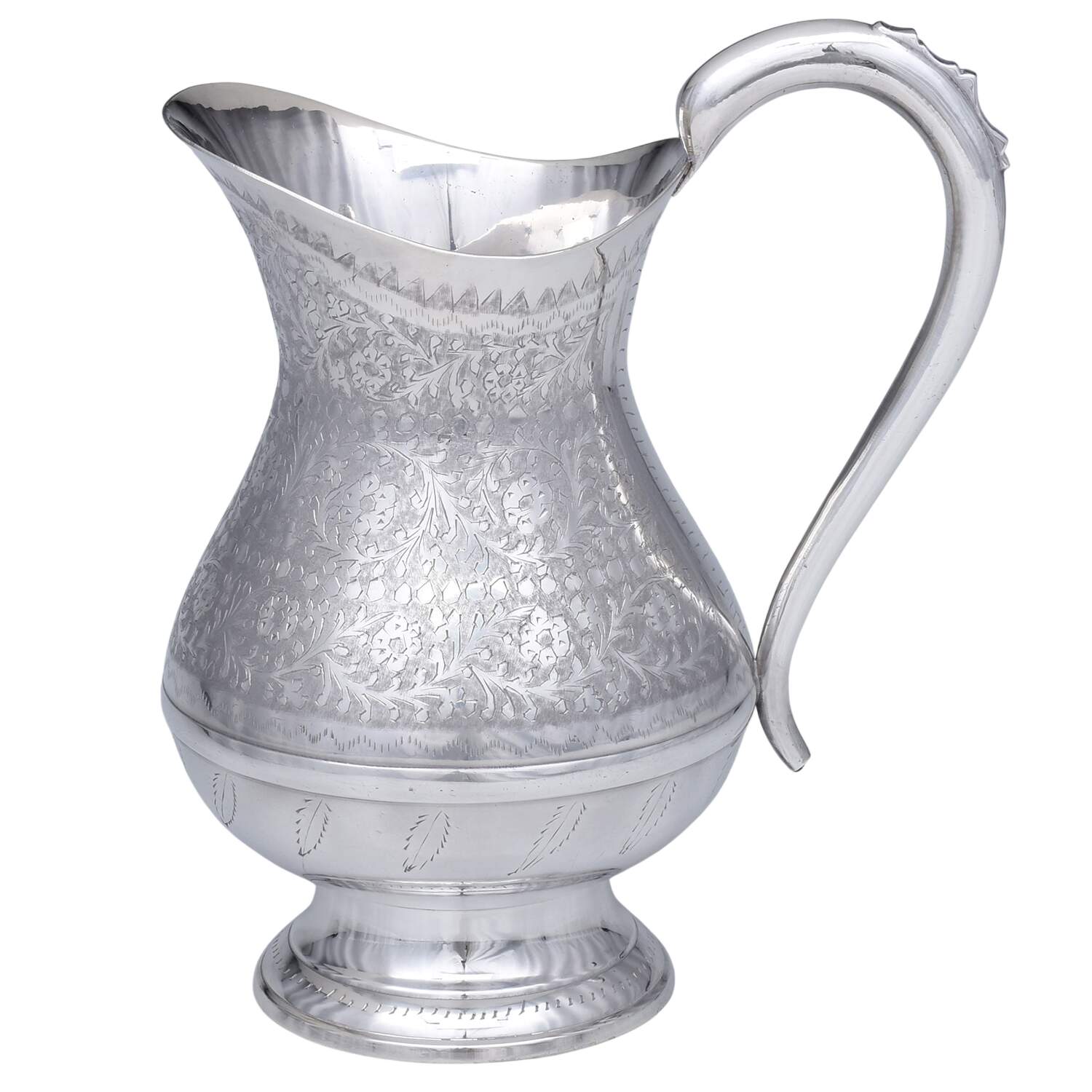India Silverplate Hollowware-Etched Silverplate Water Pitcher by Unknown Manufacturer-1