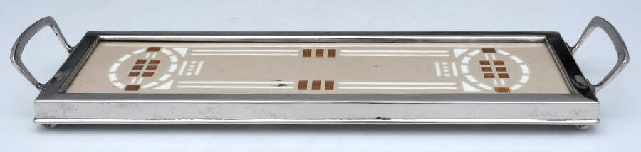 2520A (Silverplate, Hollowware) Ceramic Jam/Jelly Tray with Silverplate Band by Villeroy & Boch-1