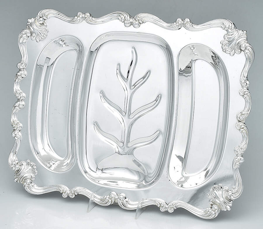 Victoria (Silverplate, Hollowware) Medium Plated 3-Part Platter by W & S Blackington Co-1