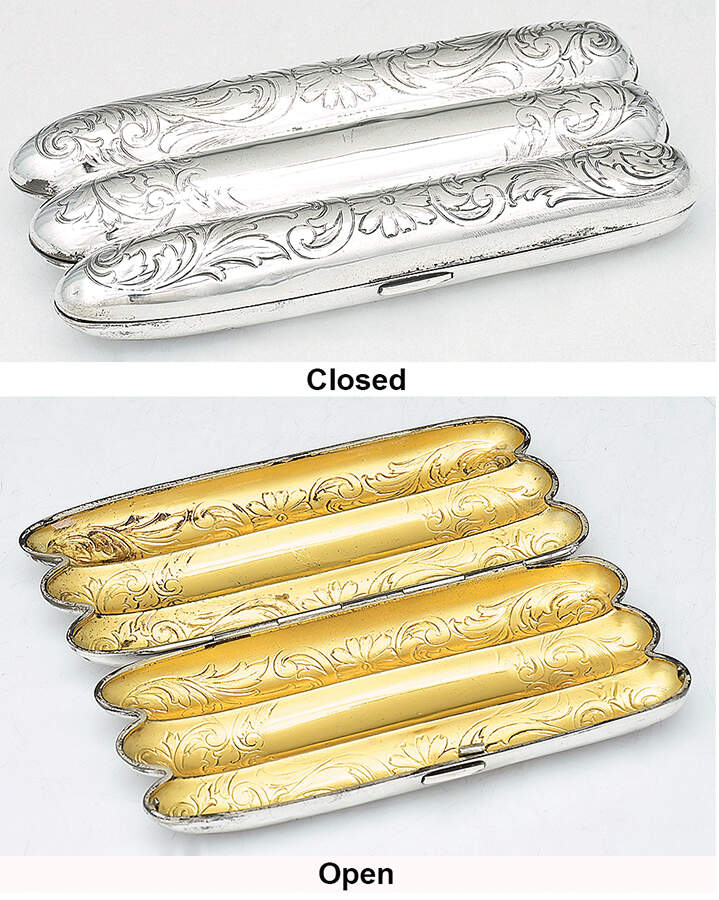 Sterling Hollowware Cigar Holder with Hinged Lid (Holds 3) by Webster Co-1
