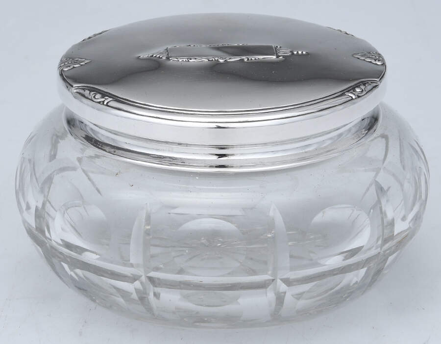 Sterling Hollowware Powder Jar, Crystal Bowl and Sterling Lid by Webster Co-1