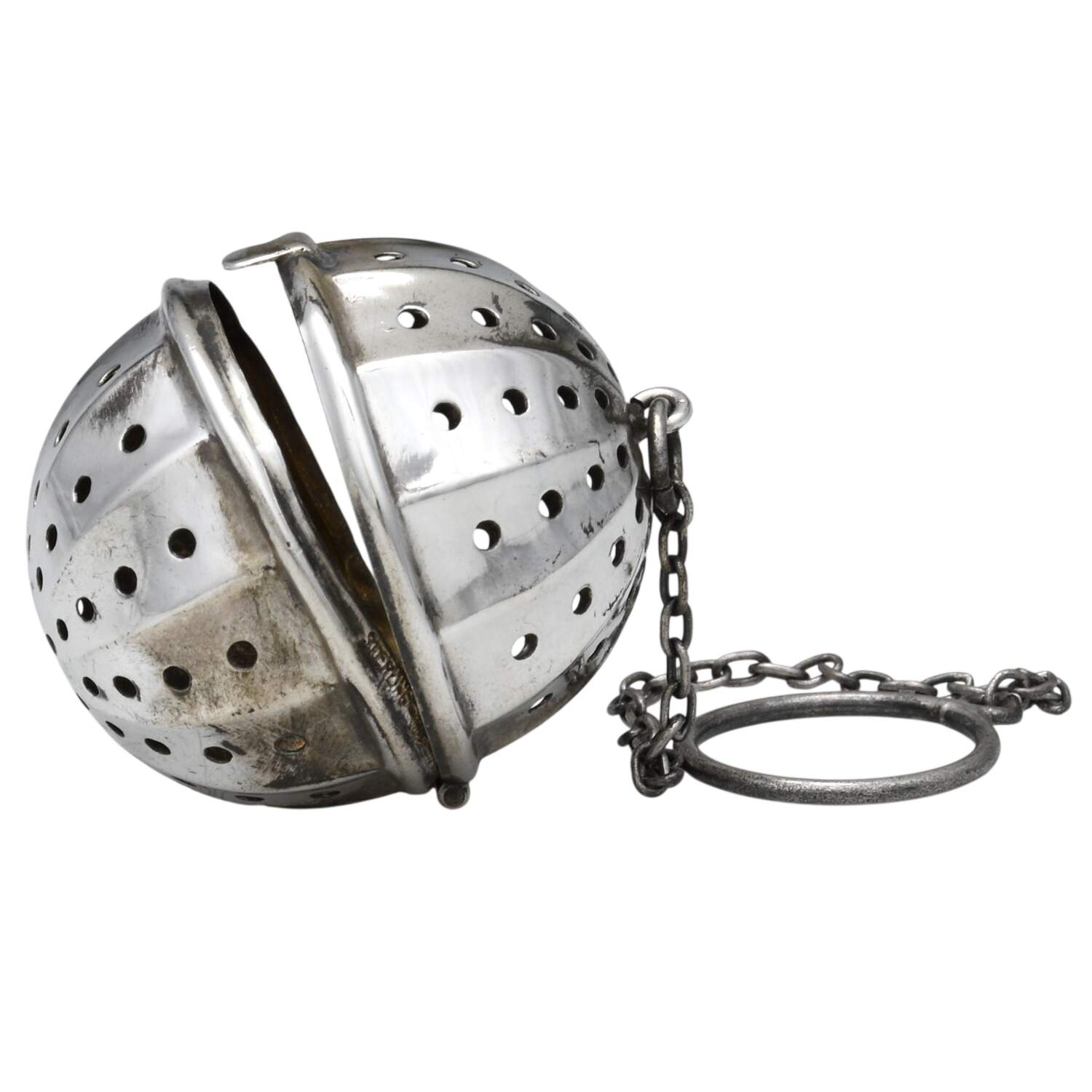 Sterling Hollowware Tea Ball with Chain by Webster Co-1