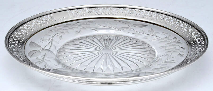 Sterling Hollowware Crystal Sandwich Plate w/Sterling Rim by Watson-1
