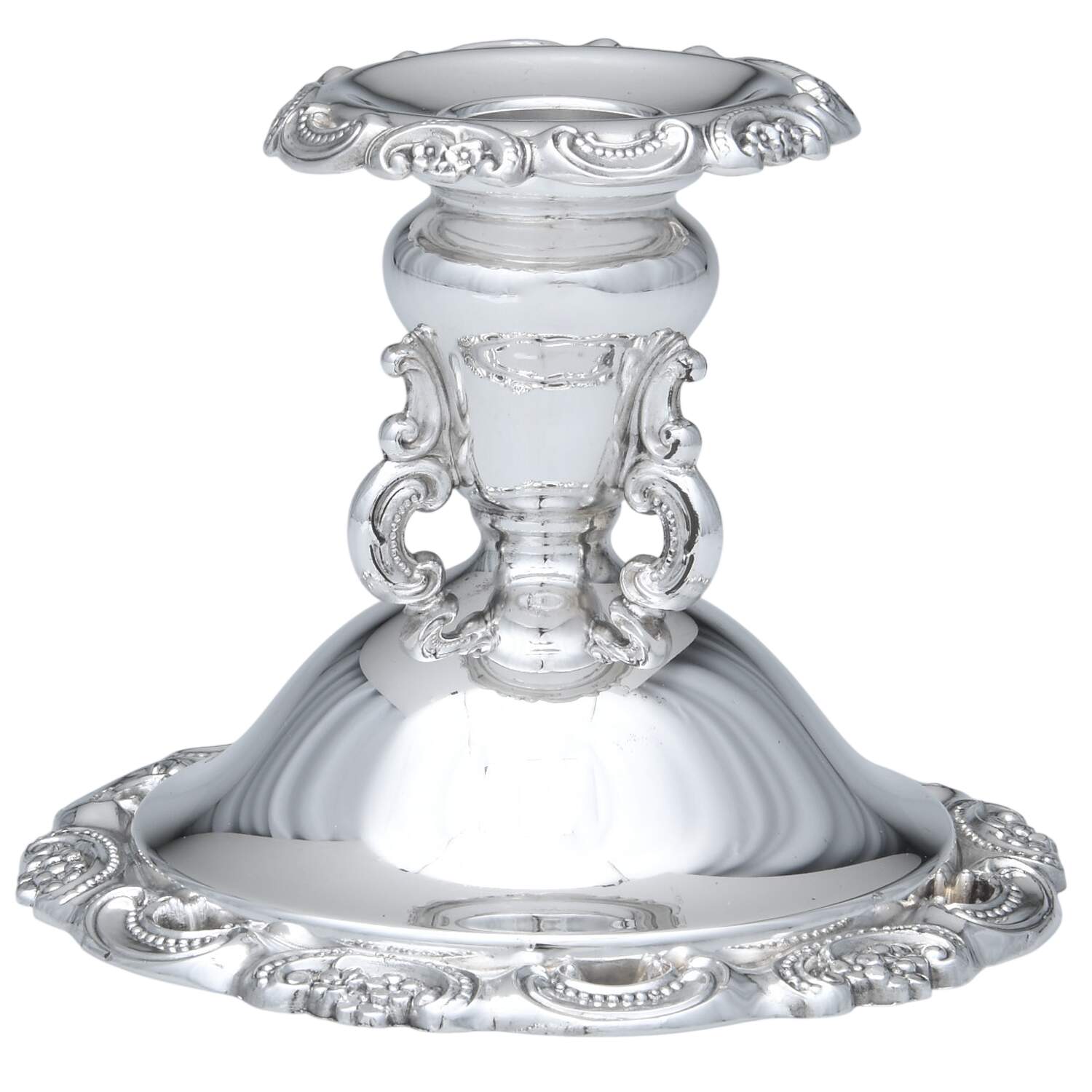 Baroque (Silverplate, Hollowware, Older) 3" Console Candleholder by Wallace Silver-1