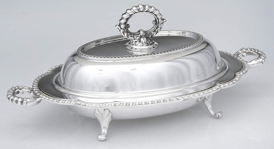 Castledon (Silverplate Hollowware) Footed Double Vegetable with Lid by Wallace Silver-1
