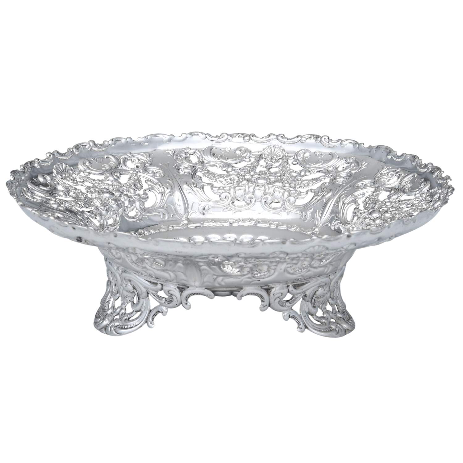 Imperial Queen (Sterling, 1893, Hollowware) 7" Pierced Bon Bon Bowl by Whiting Manf Co-1