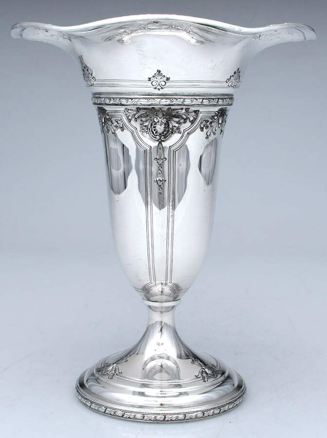 Navarre (Sterling, 1908, Hollowware) 10" Weighted Vase by Watson-1