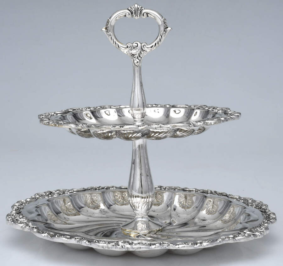 Baroque (Silverplate, Hollowware, Newer) 2 Tier Serving Tray by Wallace Silver-1