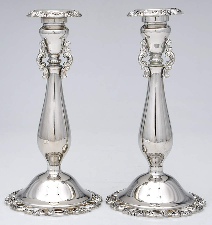 Baroque (Silverplate, Hollowware, Newer) Pair of 9" Candlesticks by Wallace Silver-1
