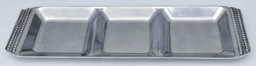 Flutes & Pearls (Pewter, Hollowware) 3 Part Rectangular Tray by Wilton Armetale-1