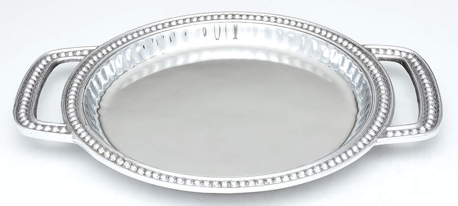 Flutes & Pearls (Pewter, Hollowware) Metal Holder for Round Cheese Board by Wilton Armetale-1