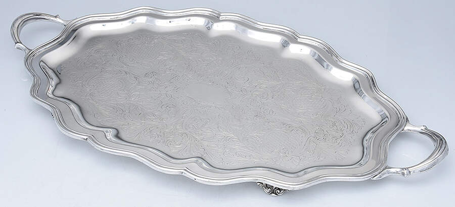 142 (Silverplate, Hollowware) Large Footed Waiter Tray by W & S Blackington Co-1