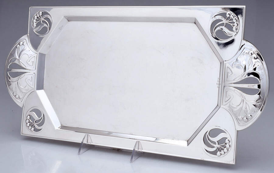 Art Nouveau Style (Silverplate, Hollowware) 17" Rectangular Tray by WMF Flatware-1