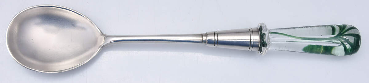 Art Nouveau Style (Silverplate, Hollowware) Glass Handled Salad Serving Spoon by WMF Flatware-1