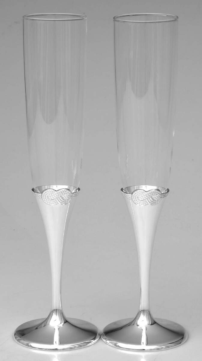 Vera Infinity (Silverplate, Hollowware) Glass & Silver Champagne Flute (Set 2 by Wedgwood Silver-1