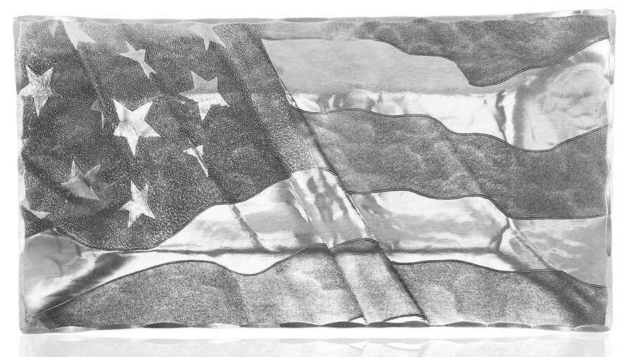 American Flag (Aluminum, Hollowware) 12" Rectangular Tray by Wendell August-1