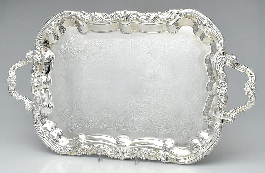 Lady Margaret (Slvp, Hollowware) Large Footed Waiter Tray by Wallace Silver-1