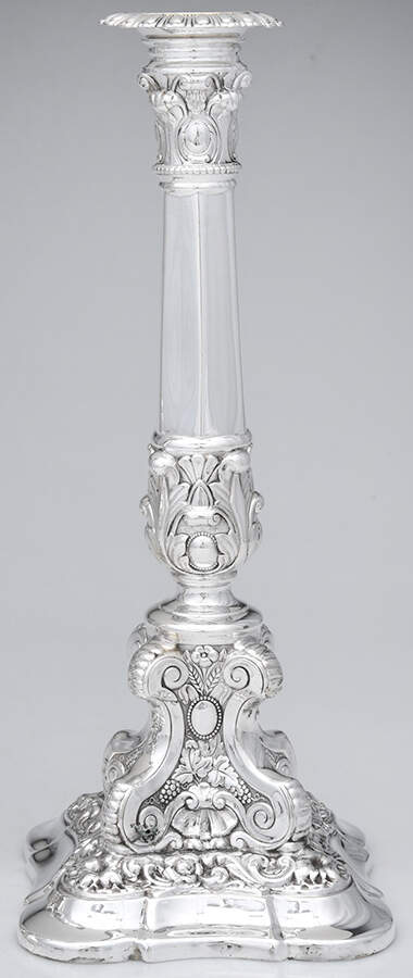 2774 (Silverplate, Hollowware) 12" Weighted Candlestick with Bobeche by Wilcox Silverplate-1