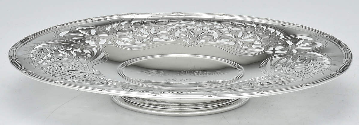 C1386 (Sterling, Hollowware) Sterling Footed Cake Plate by Wallace Silver-1