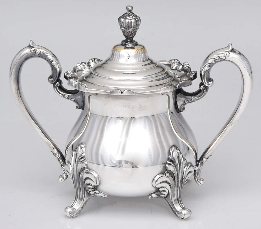 45 (Plain, Silverplate, Hollowware) Sugar Bowl & Lid by W & S Blackington Co-1