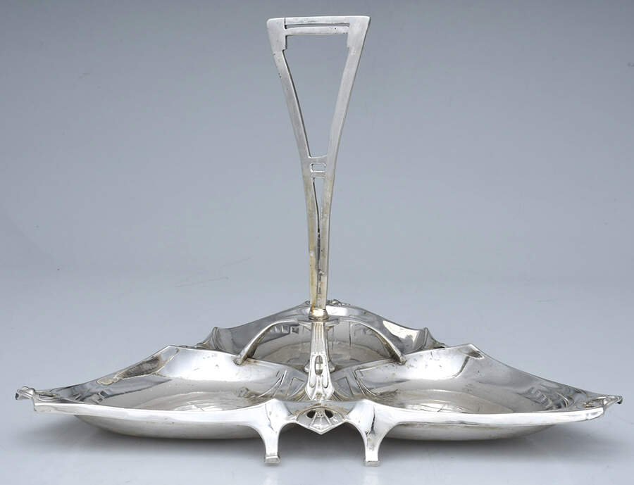 Art Deco Style (Silverplate, Hollowware) 3 Part Divided Server with Center Handle by WMF Flatware-1