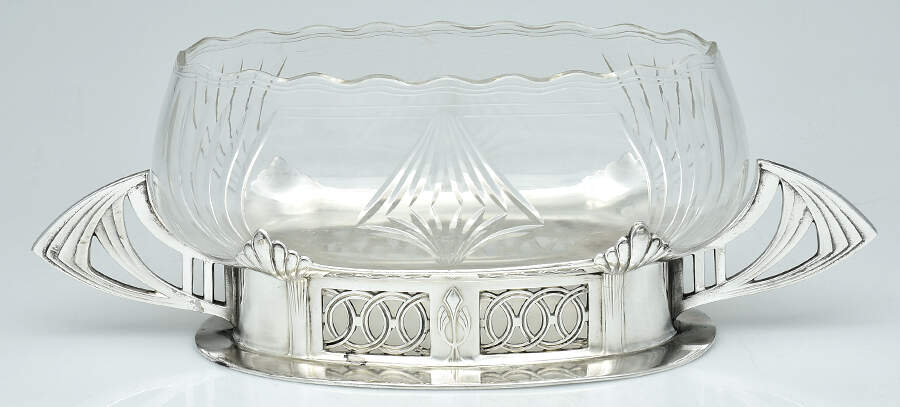 Art Deco Style (Silverplate, Hollowware) Silverplate Planter with Glass Liner by WMF Flatware-1