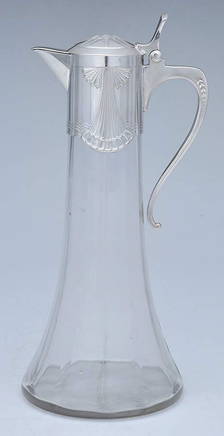 Art Deco Style (Silverplate, Hollowware) Claret Jug with Glass Base & Hinged Lid by WMF Flatware-1