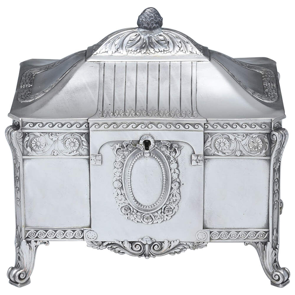Classical Style (Silverplate, Hollowware) Jewelry Box with Hinged Lid by WMF Flatware-1
