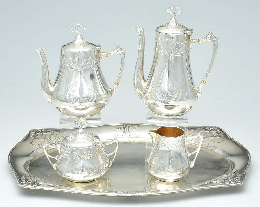 WMF223 (Silverplate, Hollowware) 5 Piece Tea Set (PCP, PTP, PCR, PSU, WT16C) by WMF Flatware-1