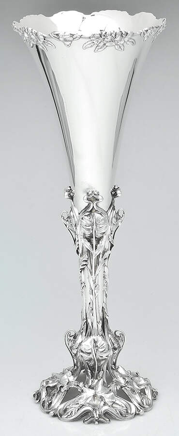 Art Nouveau Style (Sterling, Hollowware) 19" Trumpet Vase by Whiting Manf Co-1