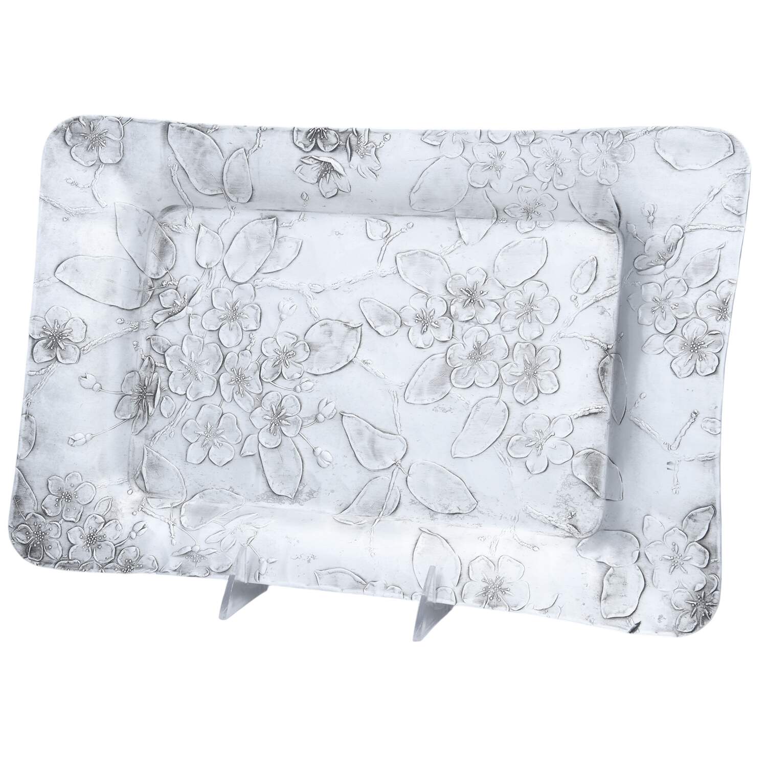 Apple Blossom (Aluminum, Hollowware) 13" Rectangular Tray by Wendell August-1