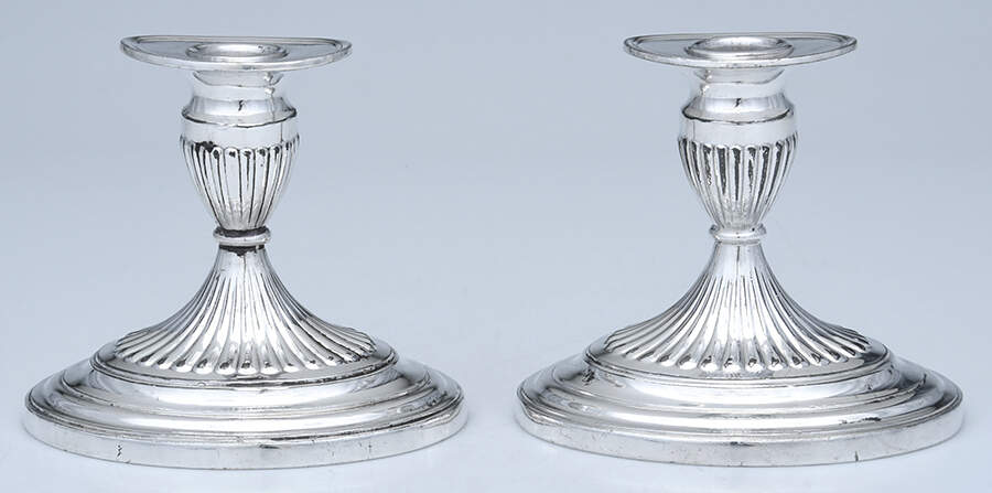 V8380 (Silverplate, Hollowware) Pair of 4" Console Candleholders by Wallace Silver-1