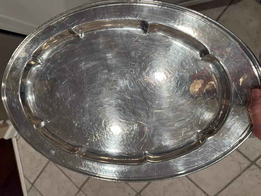 8109 (Sterling, Hollowware) 18" Oval Serving Platter by Weidlich Silver-1