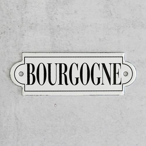 White Enamel "Bourgogne" Label Ticket