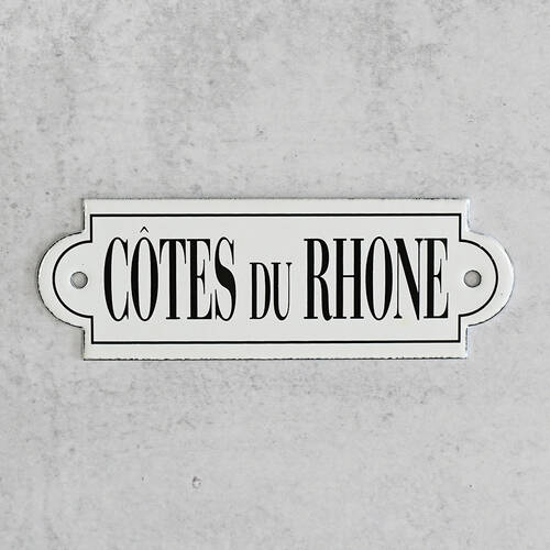 White Enamel "Cotes Du Rhone" Wine Label Ticket
