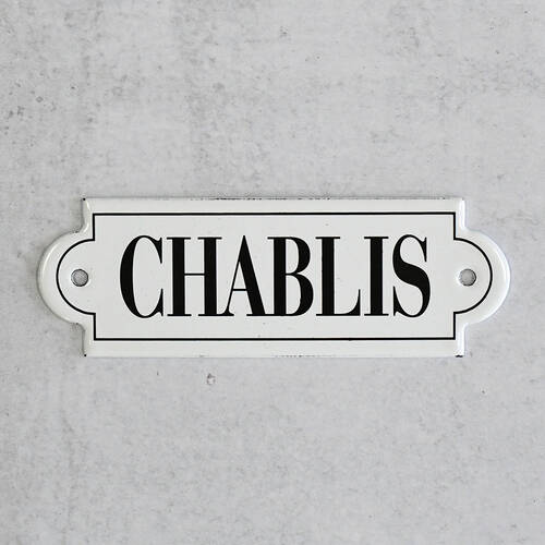 White Enamel "Chablis" Wine Label Ticket