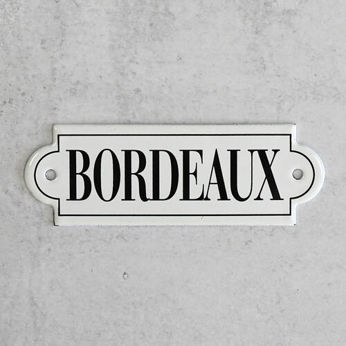 White Enamel "Bordeaux" Wine Label Ticket