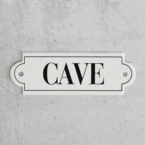 White Enamel "Cave" Wine Label Ticket