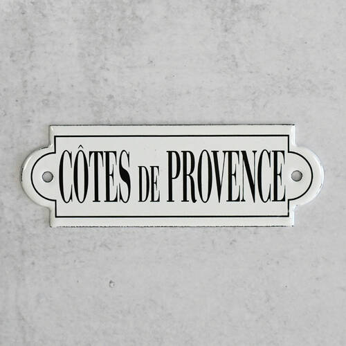 White Enamel "Cotes De Provence" Wine Label Ticket