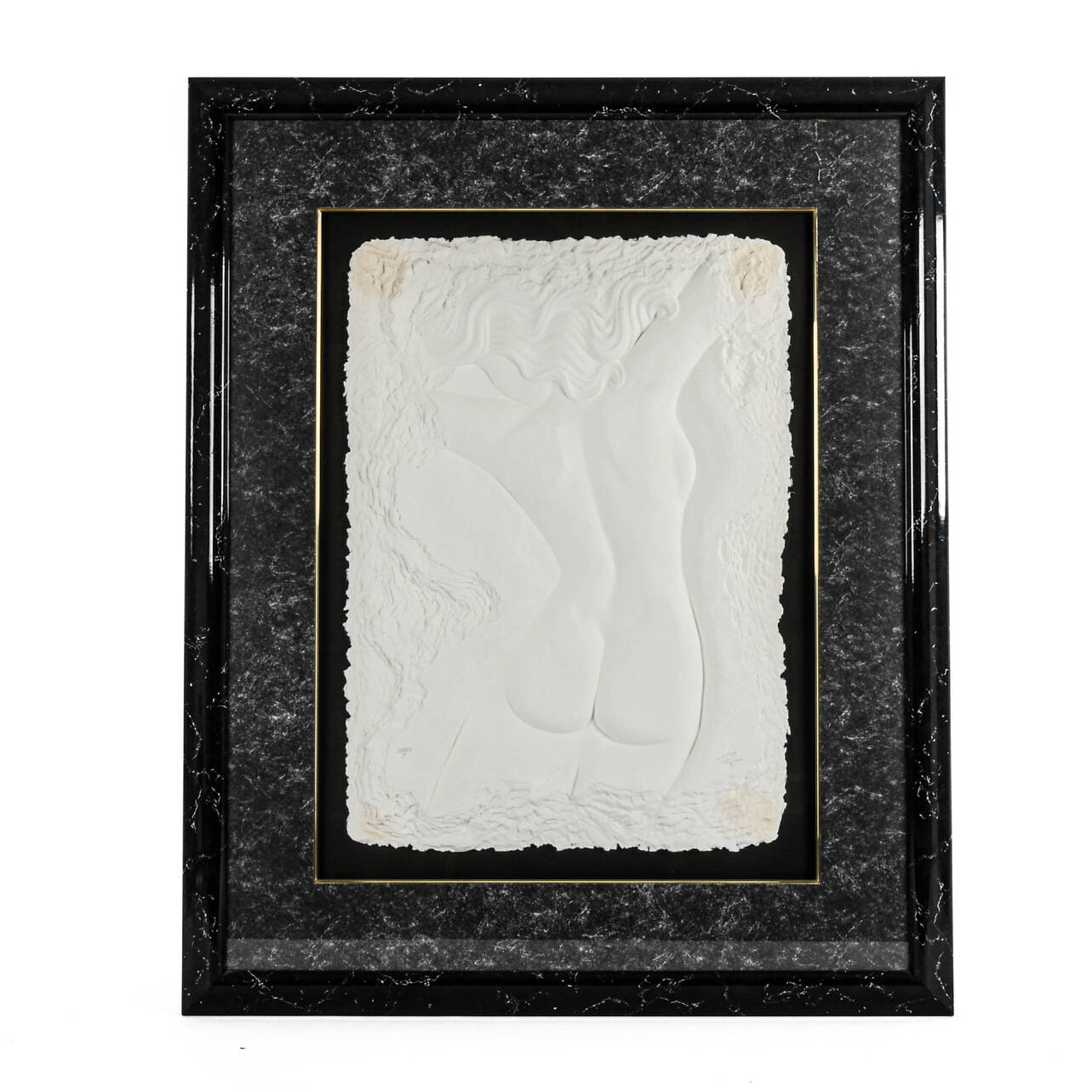 Framed Signed Roberta Peck Hand-Cast Female Nude Paper Relief