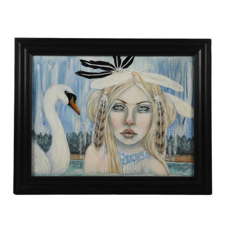 Framed Signed Eyes of the North Mixed Media on Board