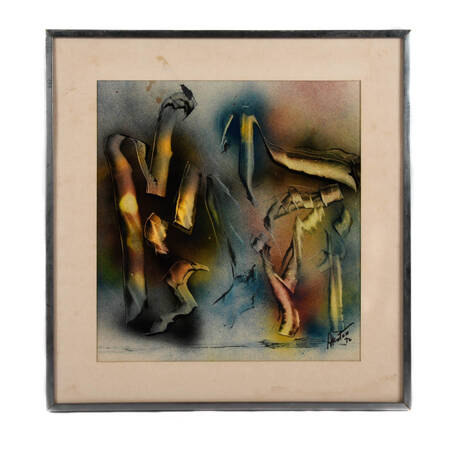 Framed J. Akston "Untitled, 1972" Abstract Enamel on Paper