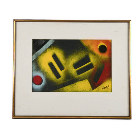 Framed Signed J. Akston "Study of a Tapestry for a Design I" Mixed Media