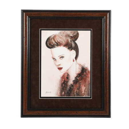 Framed Signed Beata Belanszky Demko "Look At Me" Watercolor