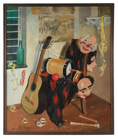 Framed Signed "Forgotten Performance" Oil on Board