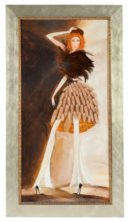 Framed Signed Alina Eydel "Chocolate Fur Coat" Mixed Media on Paper