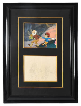 Framed Cel and Sketch From Pinocchio And The Emperor Of The Night (1987)