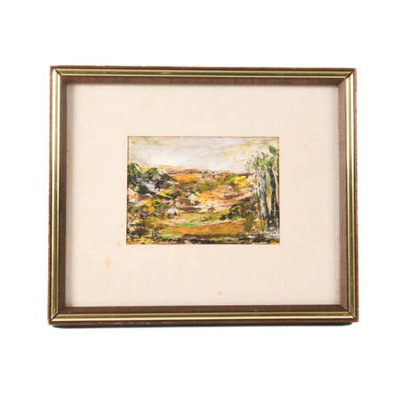 Framed J. Akston Untitled 1974 Abstract-Style Mixed Media Landscape